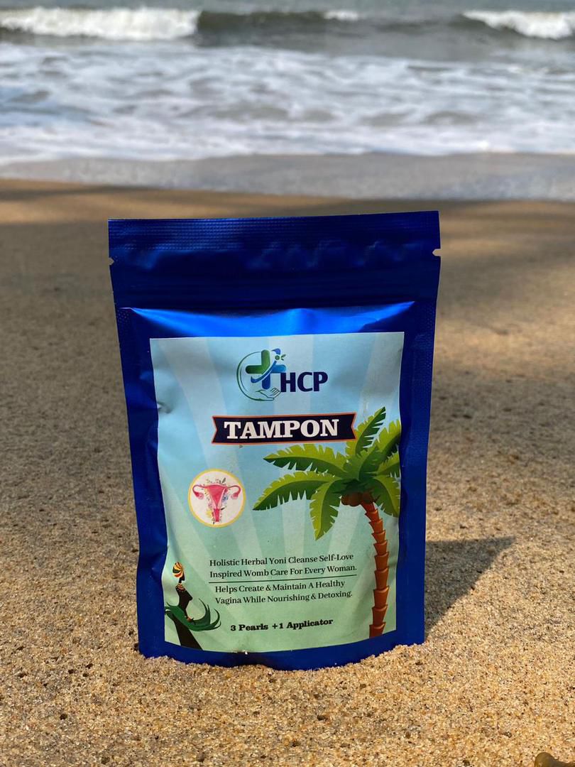 Tampon herbal pouch on the beach